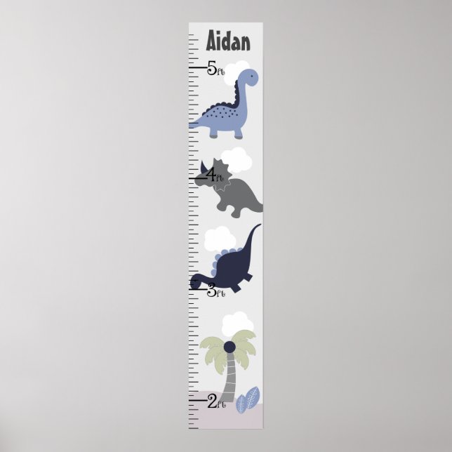 Blue Dinosaur Adventure Growth Chart Behielt auf 8 Poster (Vorne)