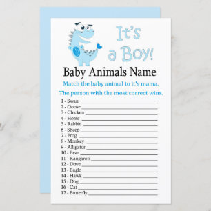 Blue Dinosaur Baby Animals Name Spiel