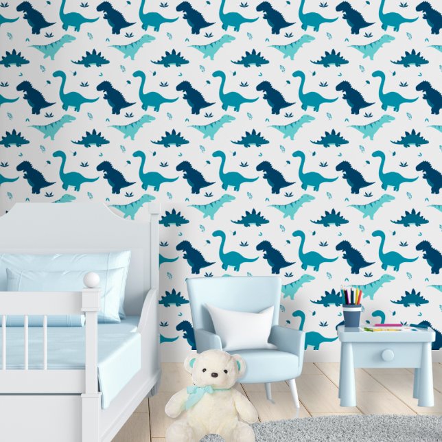 Blue Dinosaur Baby Boy Kinderzimmer Peel & Stick N Tapete (Blue Dinosaur Baby Boy Nursery Peel & Stick Cute Wallpaper
)