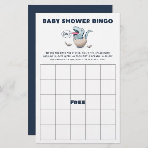 Blue Dinosaur Baby Dusche Bingo Spiel