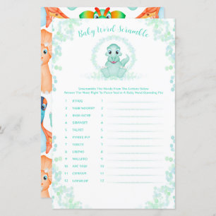 Blue Dinosaur Baby Word Scramble Baby Showspiel