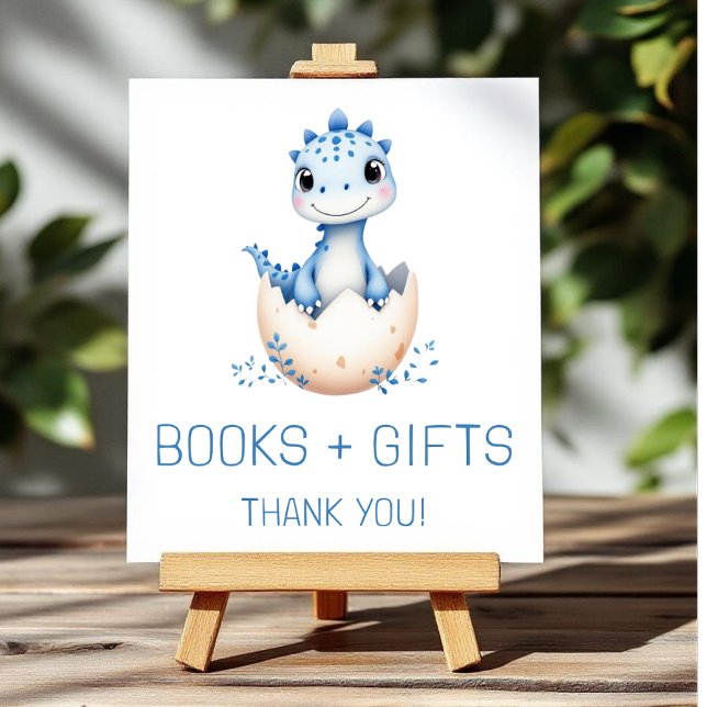 Blue Dinosaur Books and Gifts Baby Shower Sign Poster (Von Creator hochgeladen)