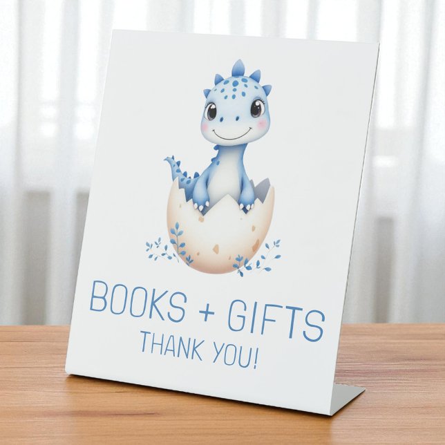 Blue Dinosaur Books and Gifts Baby Shower Sign Sockelschild (Von Creator hochgeladen)