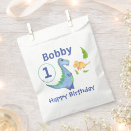 Blue Dinosaur Boy's Geburtstagsparty Name & Age Geschenktütchen