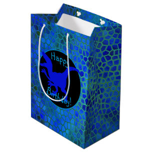Blue Dinosaur Hide Happy Birthday! Mittlere Geschenktüte