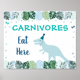 Blue Dinosaur Safari Carnivores Geburtstagszeichen Poster
