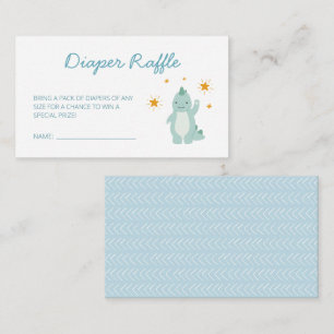 Blue Dinosaur Stars Boy Baby Diaper Raffle Begleitkarte