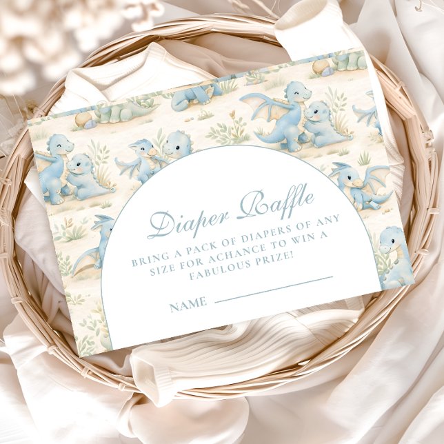 Blue Dinosaur Storybook Baby Shower Diapper Raffle Begleitkarte (Von Creator hochgeladen)