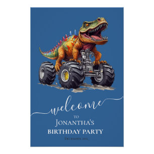 Blue Dinosaur T-Rex Monster Truck, Poster