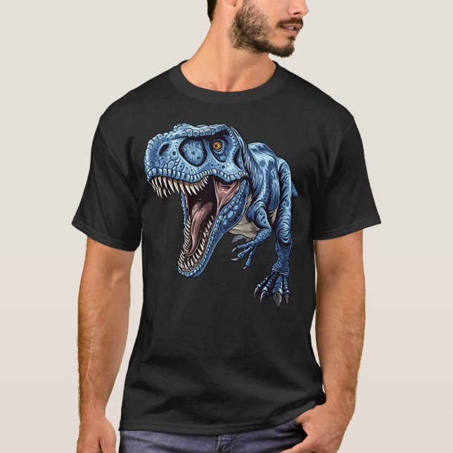 Blue Dinosaur T-Rex Novelty Paleontologist Men Kid T-Shirt (Vorderseite)