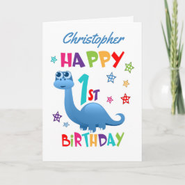 Blue Dinosaurier 1. Geburtstag Karte