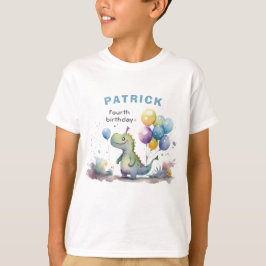 Blue Dinosaurier Boy Watercolor Geburtstag T-Shirt