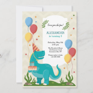 Blue Dinosaurier Geburtstagsparty Einladung