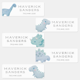 Blue Dinosaurier Kids Labels Kinderetiketten
