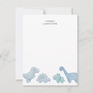 Blue Dinosaurier Kids Note Card Mitteilungskarte