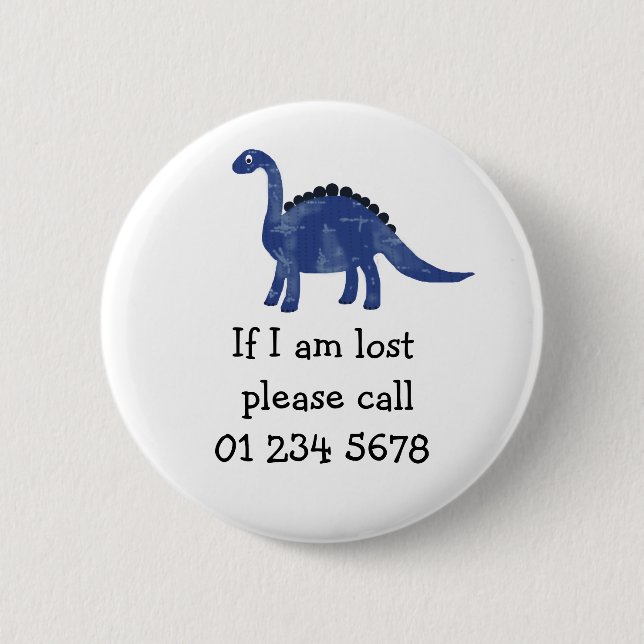 Blue Dinosaurier, Kindernotstand, Sicherheit Button (Vorderseite)
