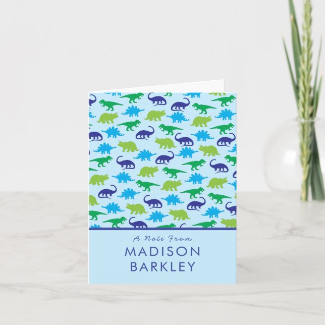 Blue Dinosaurier Niedliche Dino Stationary Cards (Vorderseite)