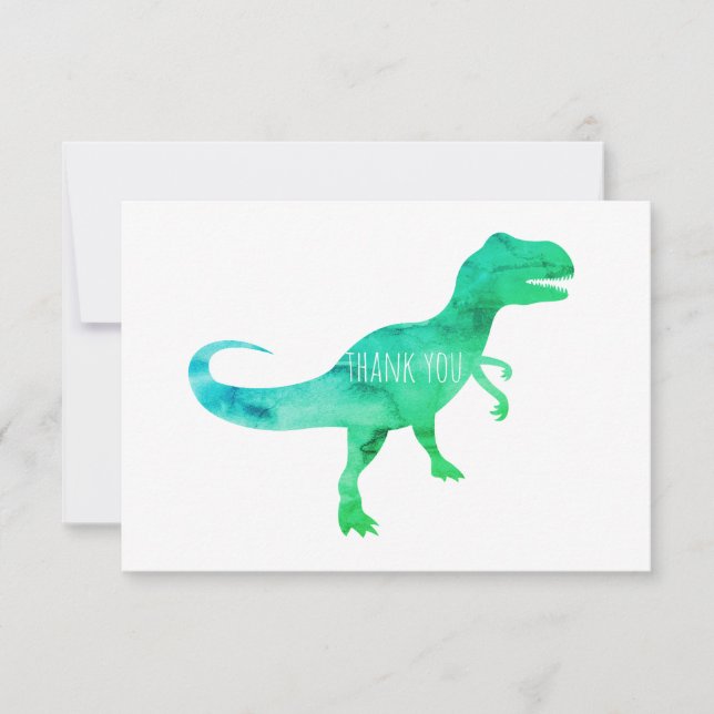 Blue Dinosaurier Trex Flat Danke Karte (Vorderseite)