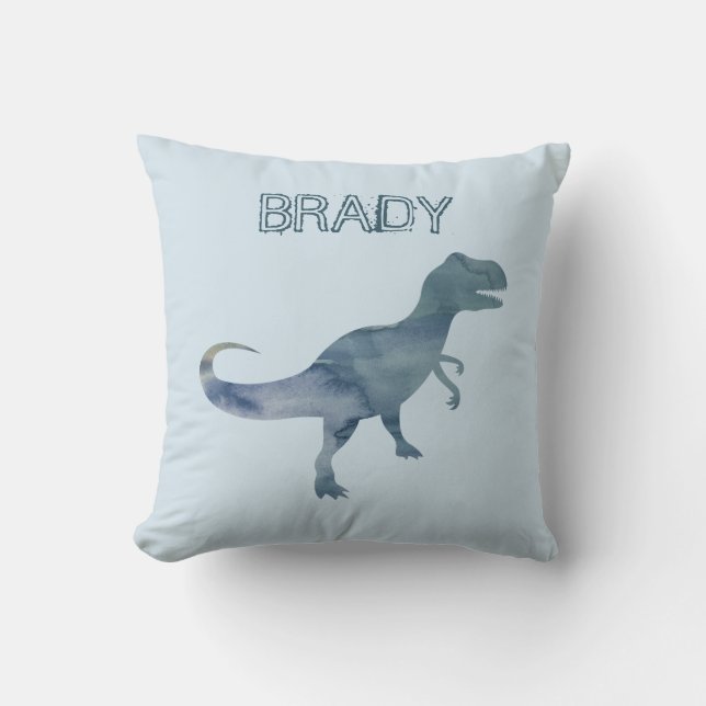 Blue Dinosaurier Trex Individuelle Name Throw Kiss Kissen (Vorderseite)