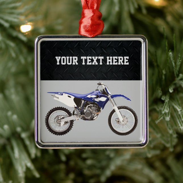 Blue Dirt Bike Sports Boy Christmas Boy Ornament Aus Metall (Baum)