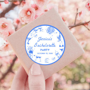 Blue Disco Cocktail Junggeselinnen-Abschied Runder Aufkleber