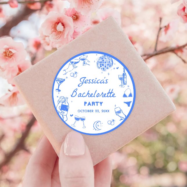 Blue Disco Cocktail Junggeselinnen-Abschied Runder Aufkleber (Von Creator hochgeladen)