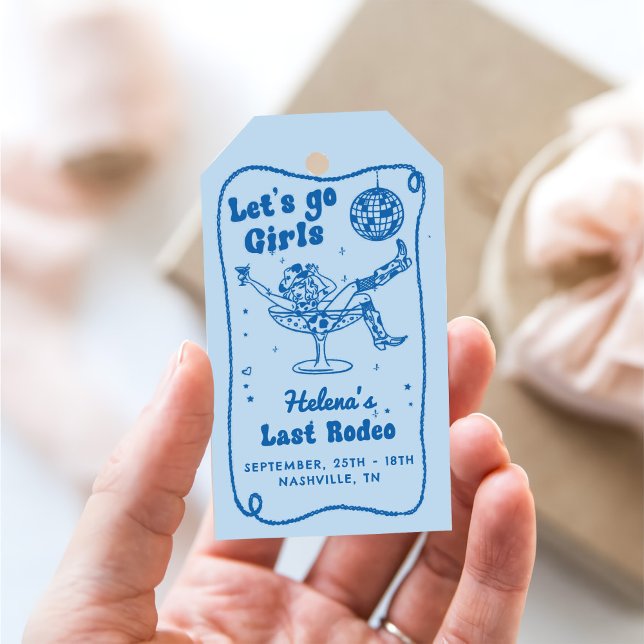 Blue Disco Rodeo Cowgirl Bachelorette Geschenkanhänger (Von Creator hochgeladen)