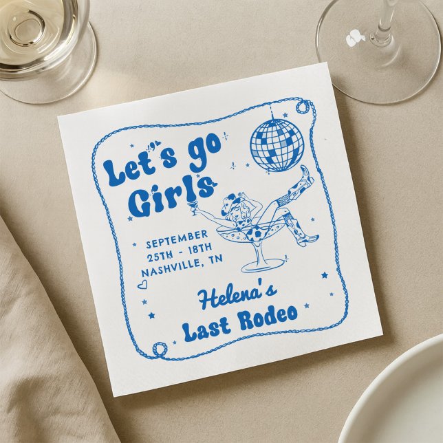 Blue Disco Rodeo Cowgirl Bachelorette Serviette (Von Creator hochgeladen)