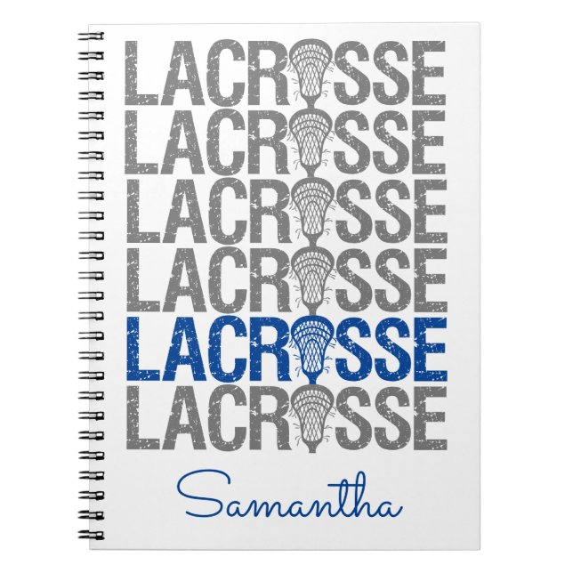 Blue Distressed Lacrosse Word Notizblock (Vorderseite)
