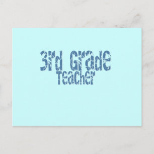 Blue Distressed Text 3. Klasse Lehrer Postkarte