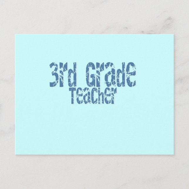 Blue Distressed Text 3. Klasse Lehrer Postkarte (Vorderseite)