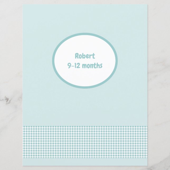 Blue Divider Page Gingham Baby Foto Album Beilage (Vorderseite)