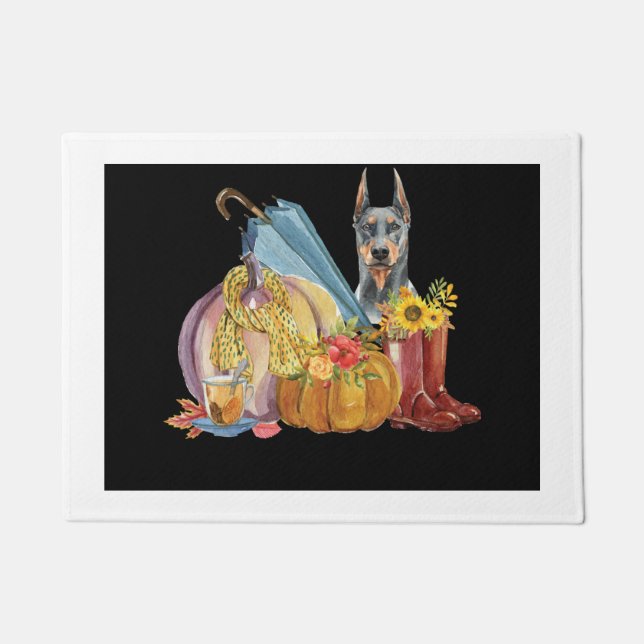 Blue Doberman Fall Door Mat Fußmatte (Vorderseite)