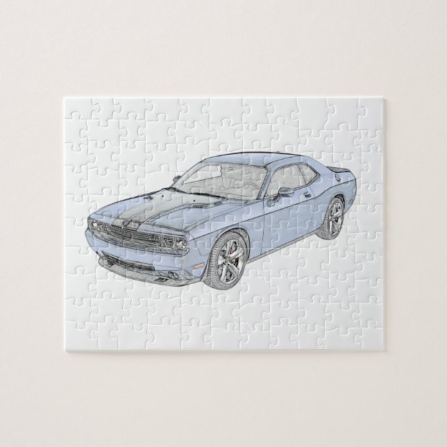 Blue Dodge Challenger Stift Zeichnend Puzzle (Horizontal)