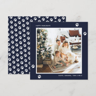 Blue Dog Cat Owner Paw Foto Happy Pawlidays Card Feiertagskarte