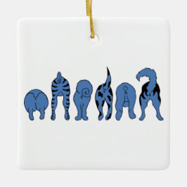 Blue Dog Hintern Keramikornament