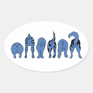 Blue Dog Hintern Ovaler Aufkleber