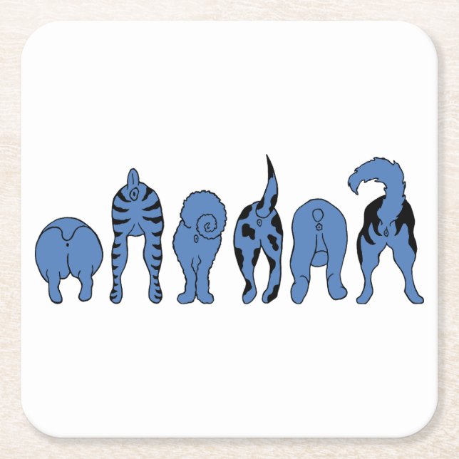 Blue Dog Hintern Rechteckiger Pappuntersetzer (Vorderseite)