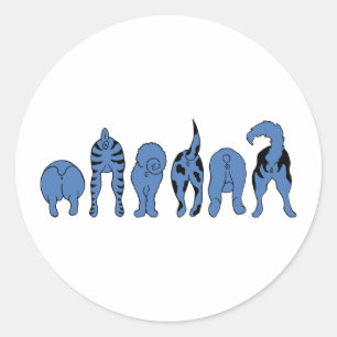 Blue Dog Hintern Runder Aufkleber