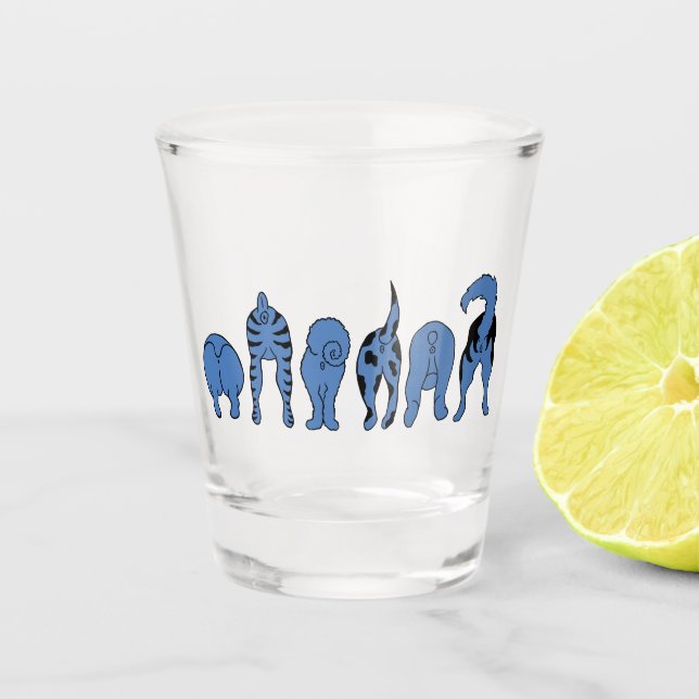 Blue Dog Hintern Schnapsglas (Vorderseite)