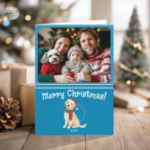 Blue Dog Illustration Family Foto Frohe Weihnachte