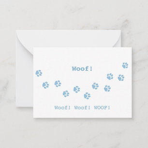 Blue Dog Paw druckt den Niedlichen Personalisierte Mitteilungskarte