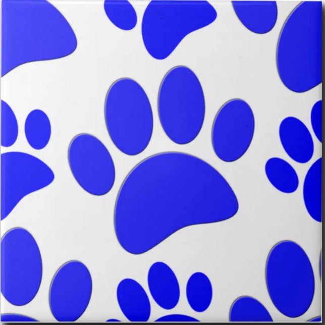 Blue Dog Paw Print Cute Puppy Ceramic Tile Fliese (Von Creator hochgeladen)