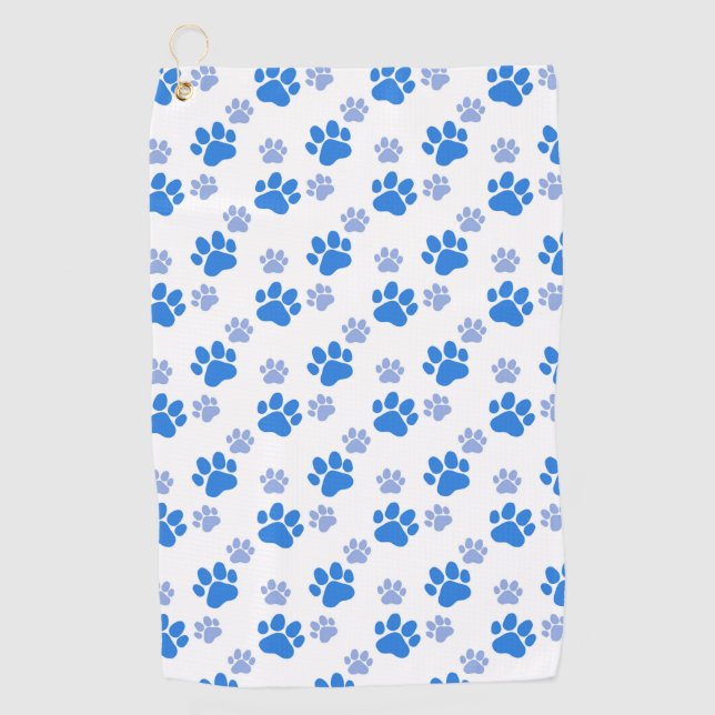 Blue Dog Paw Print Golfhandtuch (Vorderseite)
