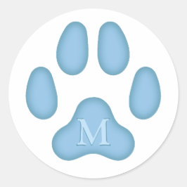 Blue Dog Paw Print Personalisiert Pet Monogram Sie Runder Aufkleber