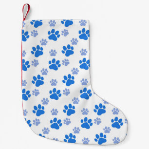 Blue Dog Paw Print Simple Animal Lover Puppies Kleiner Weihnachtsstrumpf