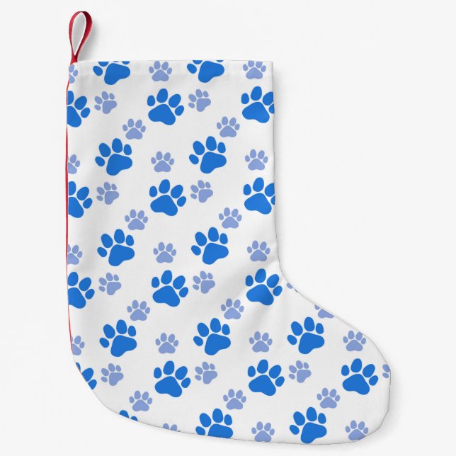 Blue Dog Paw Print Simple Animal Lover Puppies Kleiner Weihnachtsstrumpf (Vorderseite)