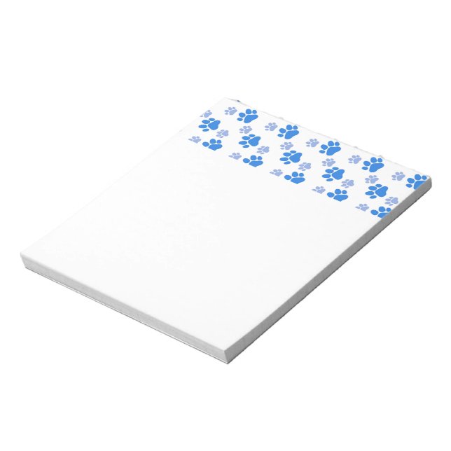 Blue Dog Paw Print Simple Animal Lover Welpen Notizblock (Rotiert)