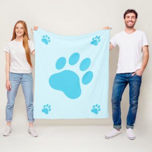 Blue Dog Paw Silhouetten Fleecedecke