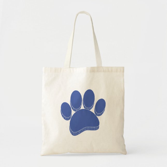 Blue Dog Pawprint Handgezeichnet Tragetasche (Vorne)